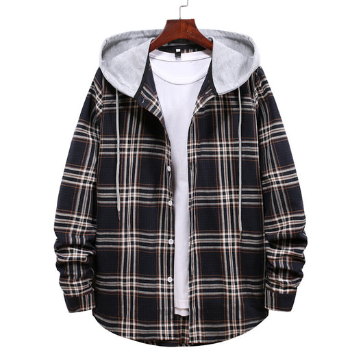 Camisa Cuadriculada con Capucha para Hombre - Estilo Coreano Casual Holgado - Image 2