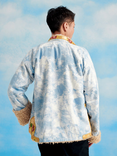 Chaqueta Denim Tie-dye Azul Cielo en Lana de Cordero - Image 3