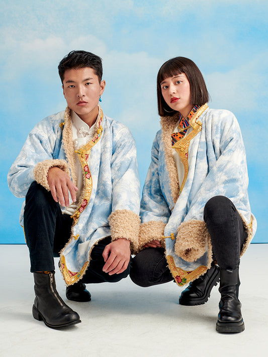 Chaqueta Denim Tie-dye Azul Cielo en Lana de Cordero
