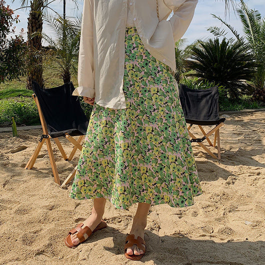 Falda Floral Cintura Alta Midi para Mujer - Image 4
