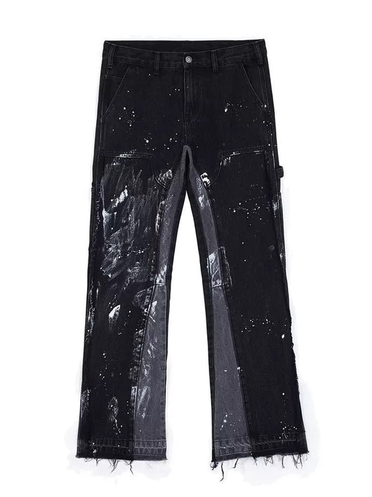 Pantalones Denim Acampanados Deconstruidos con Lavado Vintage y Efecto Capas - Image 8
