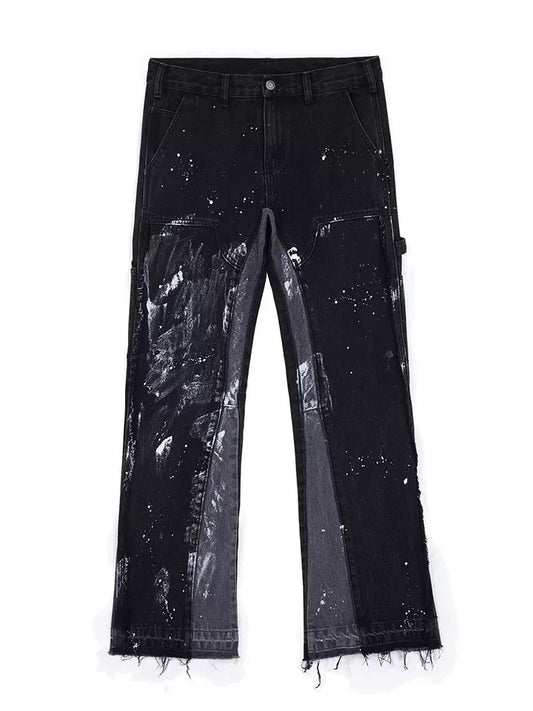 Pantalones Denim Acampanados Deconstruidos con Lavado Vintage y Efecto Capas - Image 2