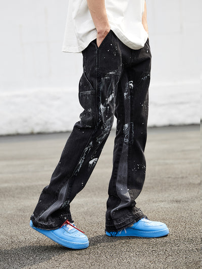 Pantalones Denim Acampanados Deconstruidos con Lavado Vintage y Efecto Capas - Image 5