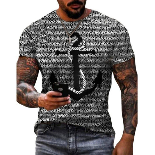 Camiseta Suelta con Estampa Vintage Ancla - Image 2