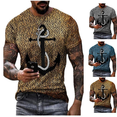 Camiseta Suelta con Estampa Vintage Ancla