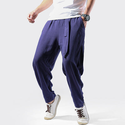 Pantalones Holgados de Algodón y Lino Estilo Chino para Hombre - Image 2