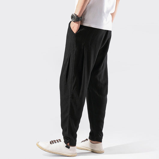 Pantalones Holgados de Algodón y Lino Estilo Chino para Hombre - Image 5