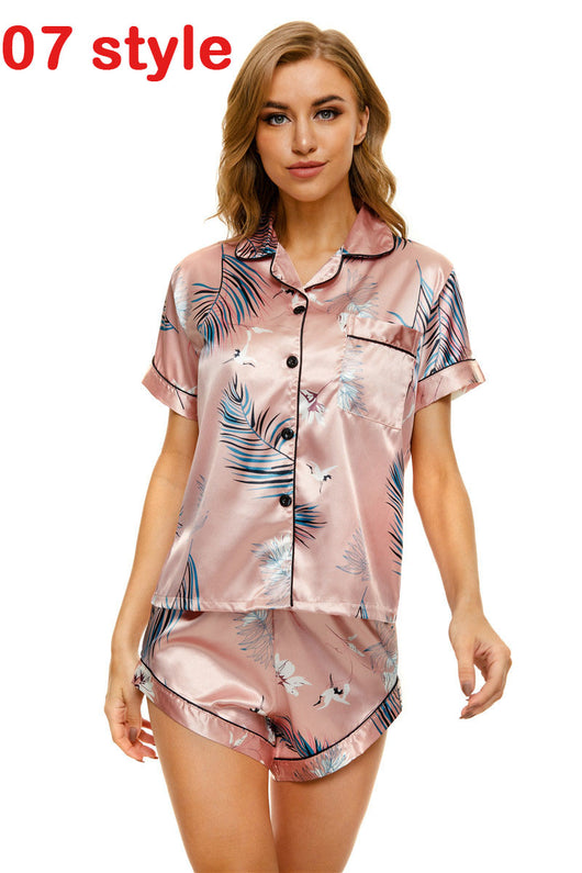 Pijama Satinado para Mujer con Estampado - Conjunto Corto de Punto V Cómodo - Image 29