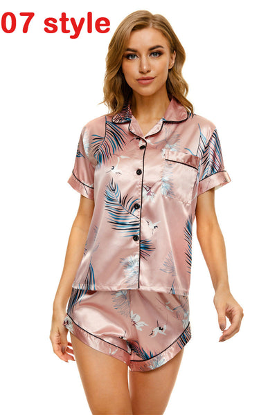 Pijama Satinado para Mujer con Estampado - Conjunto Corto de Punto V Cómodo - Image 9