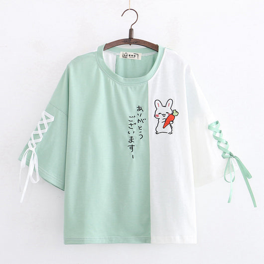 Playera con Bordado de Conejo - Manga Cinco Puntos - Image 5