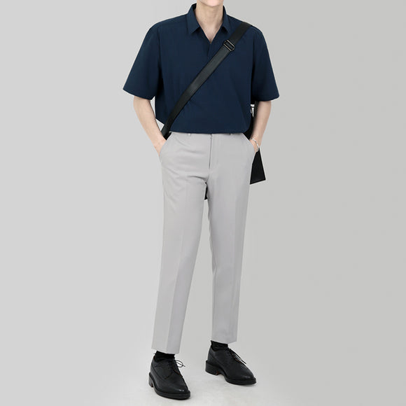 Camisa de Lino Hombre Manga Corta Suelta Verano Algodón Lino Casual