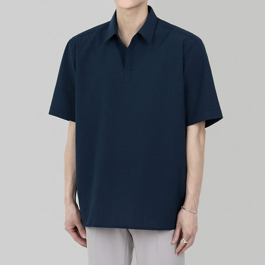 Camisa de Lino Hombre Manga Corta Suelta Verano Algodón Lino Casual