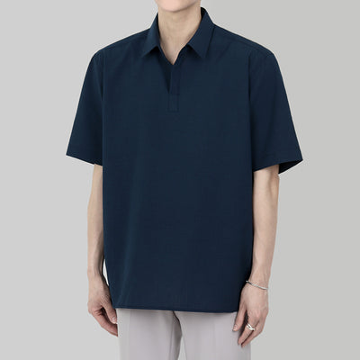Camisa de Lino Hombre Manga Corta Suelta Verano Algodón Lino Casual