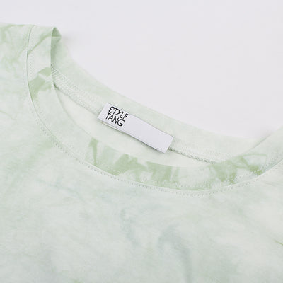 Camiseta Tie-Dye Verde Retro Americana Diseño Nicho para Mujer - Image 8