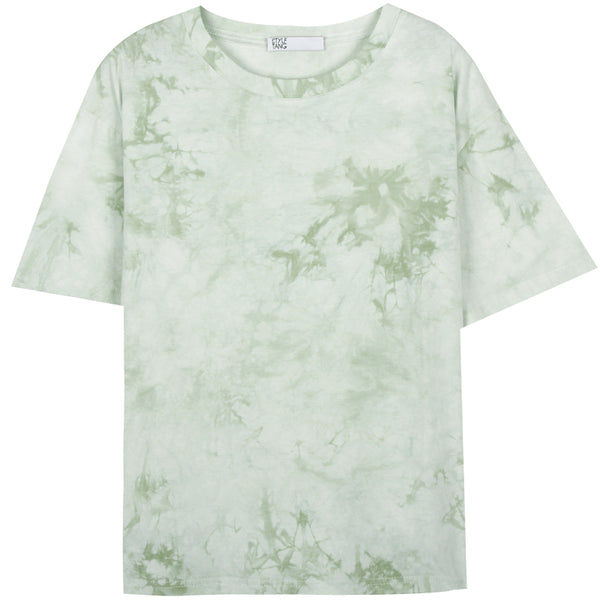 Camiseta Tie-Dye Verde Retro Americana Diseño Nicho para Mujer