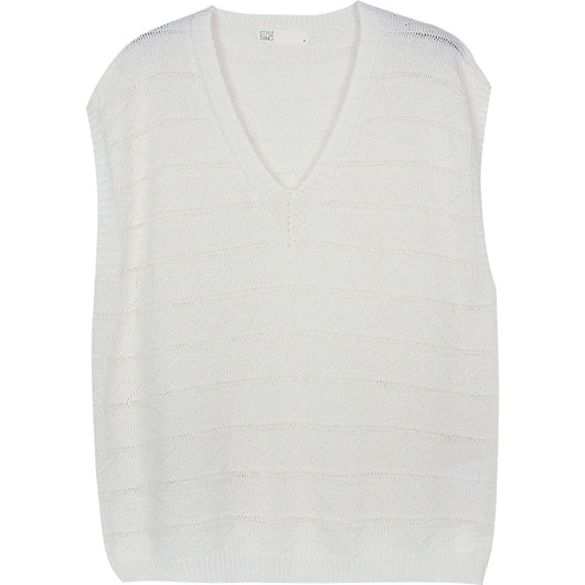 Chaleco Tejido Blanco Cuello V Mujer - Diseño Retro Versátil para Verano - Image 6