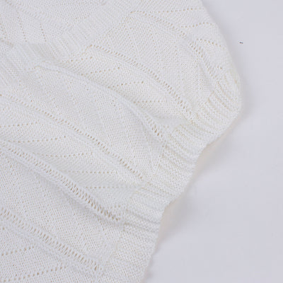 Chaleco Tejido Blanco Cuello V Mujer - Diseño Retro Versátil para Verano - Image 3