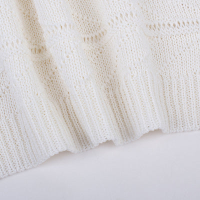 Chaleco Tejido Blanco Cuello V Mujer - Diseño Retro Versátil para Verano - Image 4