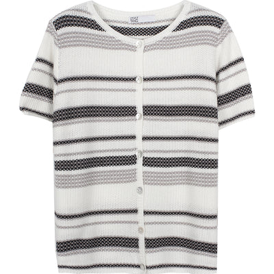 Camiseta Retro a Rayas Beige de Manga Corta