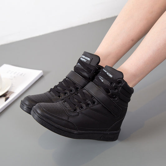 Zapatillas Deportivas Blancas para Mujer con Aumento de Altura Interior y Caña Alta