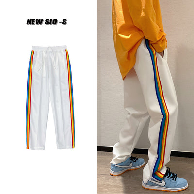 Pantalones Deportivos Casuales con Cierre Lateral y Rayas Arcoíris para Hombre y Mujer - Image 7