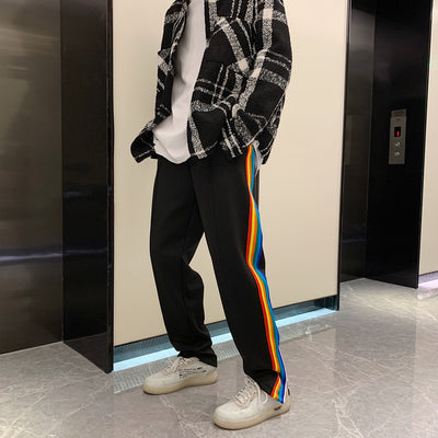 Pantalones Deportivos Casuales con Cierre Lateral y Rayas Arcoíris para Hombre y Mujer - Image 11