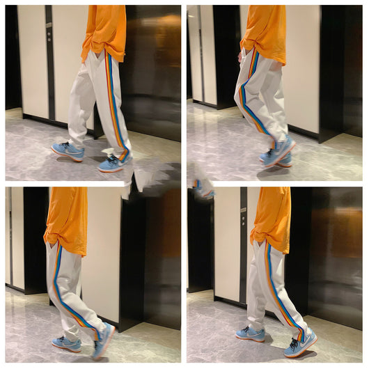 Pantalones Deportivos Casuales con Cierre Lateral y Rayas Arcoíris para Hombre y Mujer - Image 8
