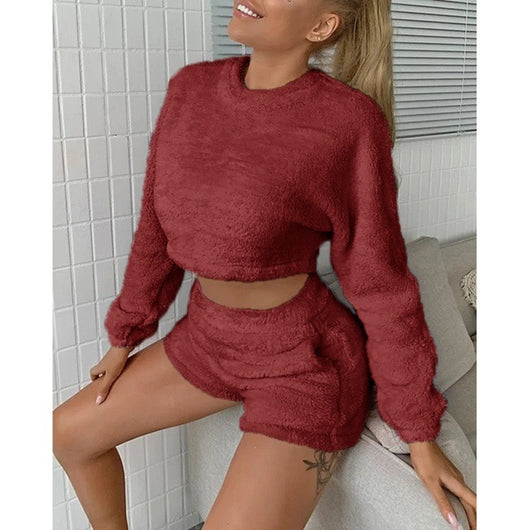 Pijama de Polar Coral Talla Grande - Conjunto Abrigado de Manga Larga para Casa - Image 2