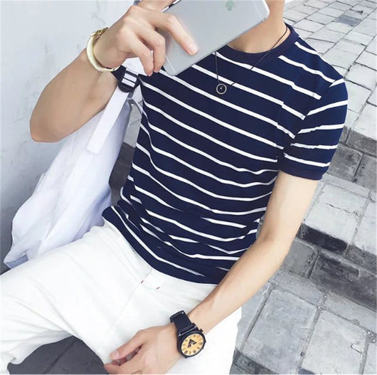 Camiseta Rayada Slim Fit para Hombre - Estilo Casual Moderno - Image 6