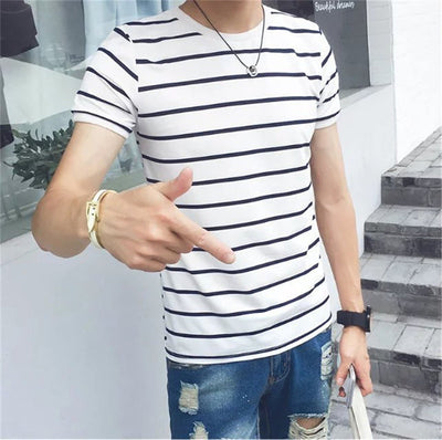 Camiseta Rayada Slim Fit para Hombre - Estilo Casual Moderno - Image 10