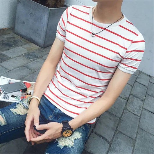 Camiseta Rayada Slim Fit para Hombre - Estilo Casual Moderno - Image 5