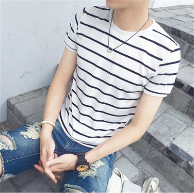 Camiseta Rayada Slim Fit para Hombre - Estilo Casual Moderno - Image 2