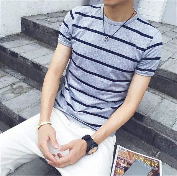 Camiseta Rayada Slim Fit para Hombre - Estilo Casual Moderno - Image 4