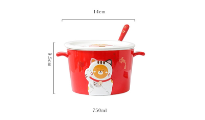 Tazón de Cerámica 3D con Relieve Infantil para Fideos Instantáneos - Image 9