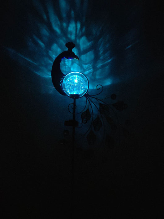 Lámpara Solar Pavo Real con Medidor de Lluvia - Luz Decorativa de Hierro Forjado - Image 5