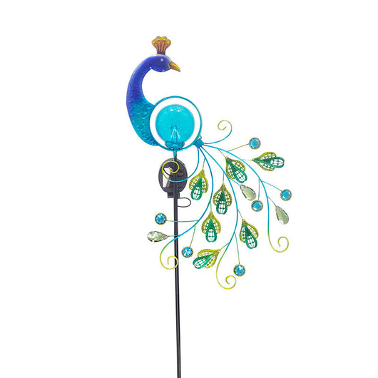 Lámpara Solar Pavo Real con Medidor de Lluvia - Luz Decorativa de Hierro Forjado - Image 2