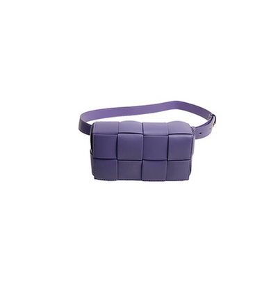 Bolsa Cuadrada Pequeña de Cuero Tejido Púrpura Taro para Cintura - Image 2