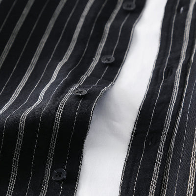 Camisa de Lino con Rayas en Solapa para Hombre - Image 7