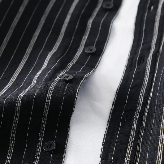 Camisa de Lino con Rayas en Solapa para Hombre - Image 7
