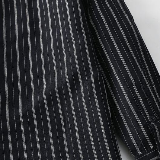 Camisa de Lino con Rayas en Solapa para Hombre - Image 8