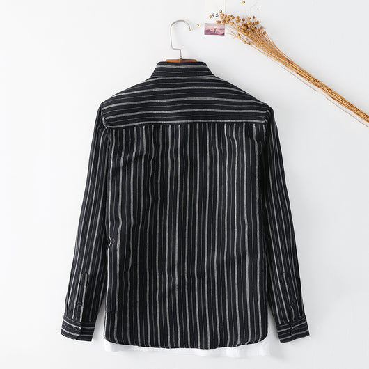 Camisa de Lino con Rayas en Solapa para Hombre - Image 2