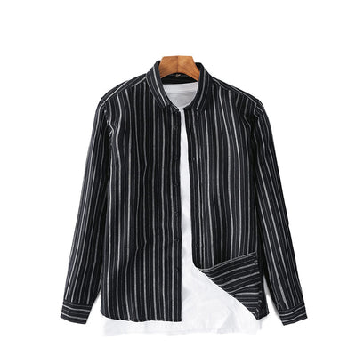 Camisa de Lino con Rayas en Solapa para Hombre - Image 4