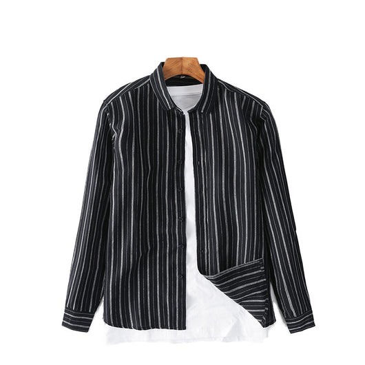 Camisa de Lino con Rayas en Solapa para Hombre - Image 4