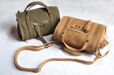 Bolsa Mensajera de Cuero Retro Vintage con Borlas - Estilo Boston Cilíndrico - Image 8