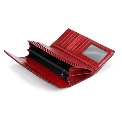 Cartera Larga de Cuero para Mujer con Triple Compartimiento - Image 4