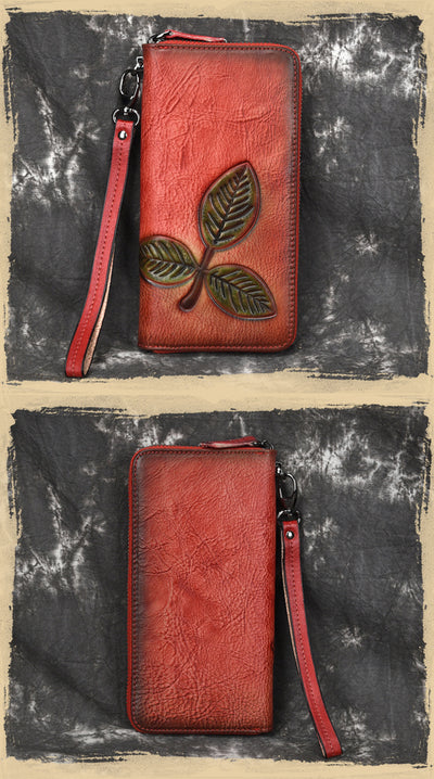 Cartera Larga de Cuero Tree Cream con Cadena Retro Europeo Americano - Image 15