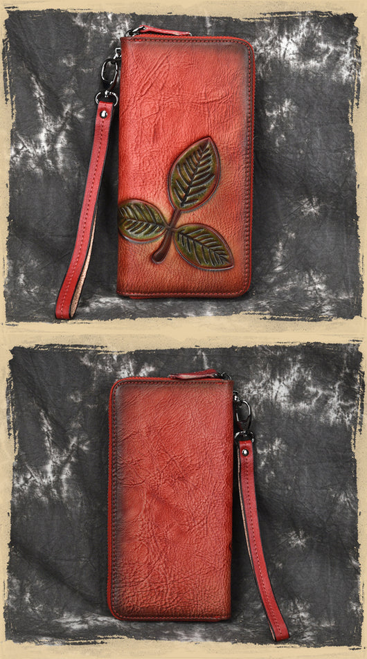 Cartera Larga de Cuero Tree Cream con Cadena Retro Europeo Americano - Image 15