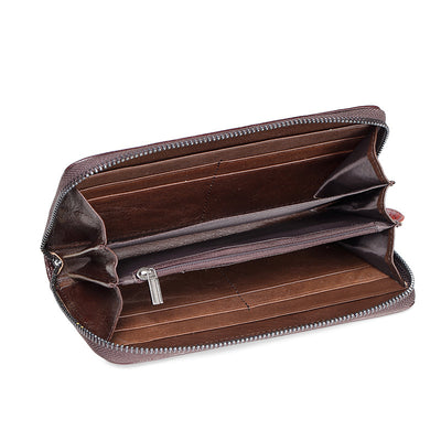 Cartera Larga de Cuero para Mujer con Bolsillo para Celular Estilo Retro - Image 5