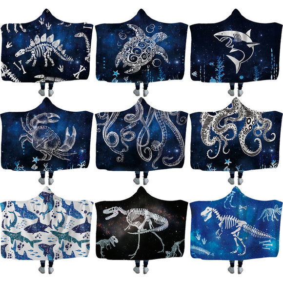 Manta con Capucha Infantil Tiburón, Tortuga y Cangrejo