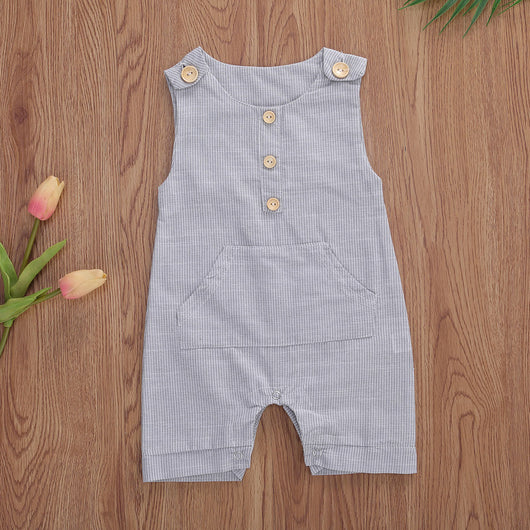 Conjunto Infantil de Chaleco y Shorts de Algodón y Lino a Rayas - Image 3